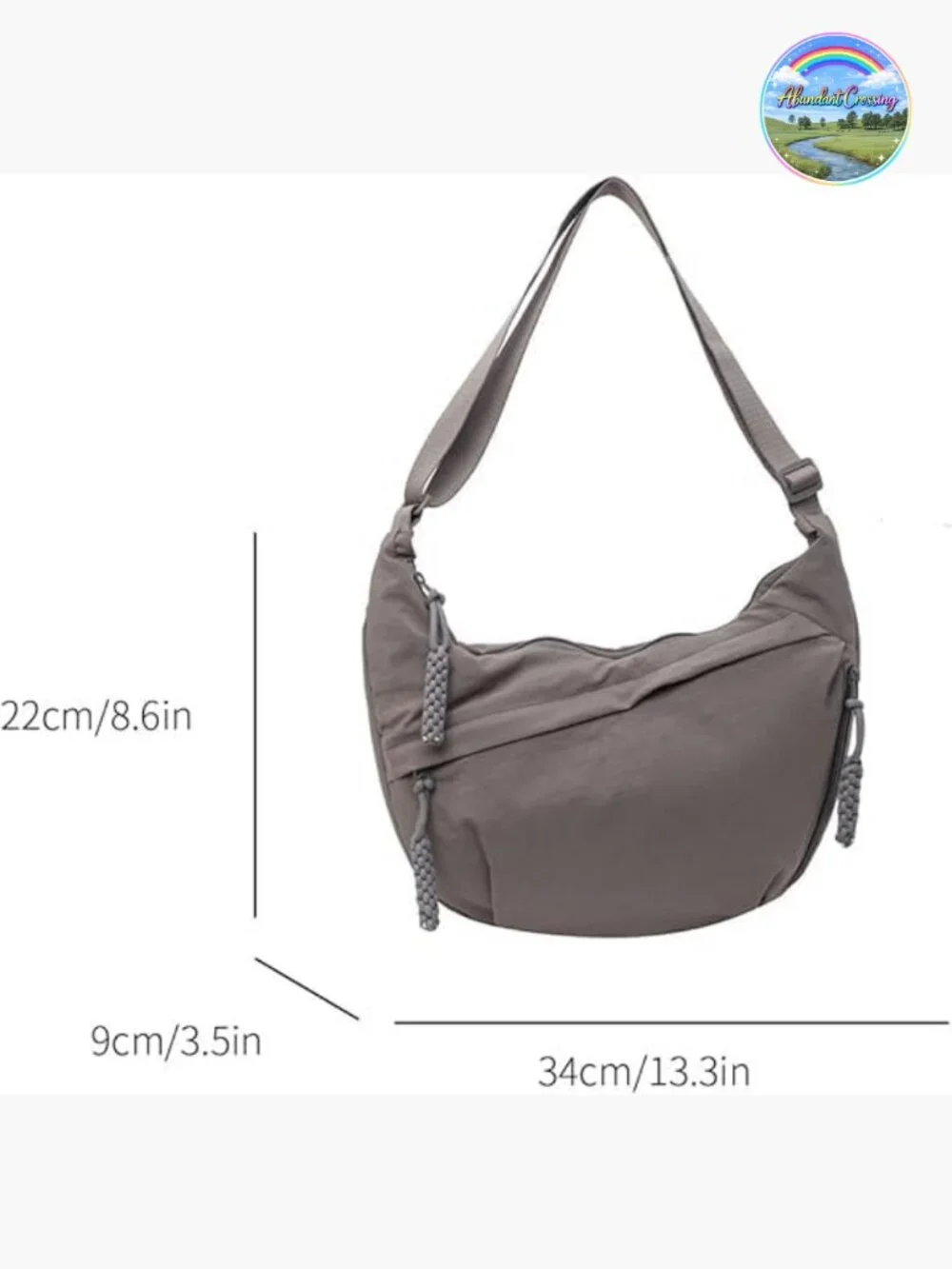 Nylon Hobo Crescent Crossbody Bag with Adjustable Strap